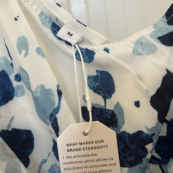 Made with Love Blue and White One-Shoulder Dress | M | NWT - Picture 5 of 9